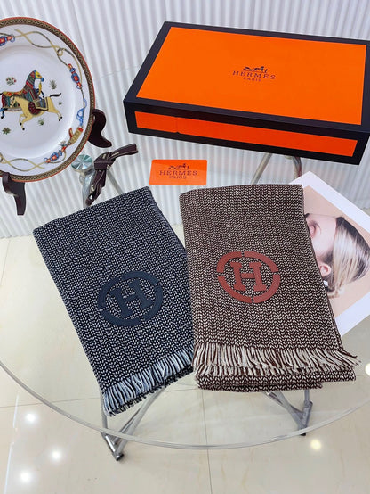 GRANITE MUFFLER 180 CM SCARF IN CARAMEL BROWN CASHMERE
