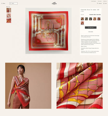 Coaching Deja-Vu Shawl 140 CM Red Colorful Cashmere And Silk 398261