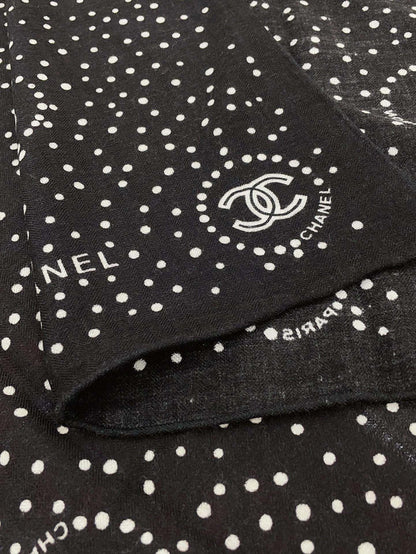 CC Square Scarf 140 CM In Black Mix White Cashmere And Silk  398280