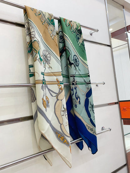 Palonniers Scarf 140 CM White Colorful Cashmere And Silk 401162
