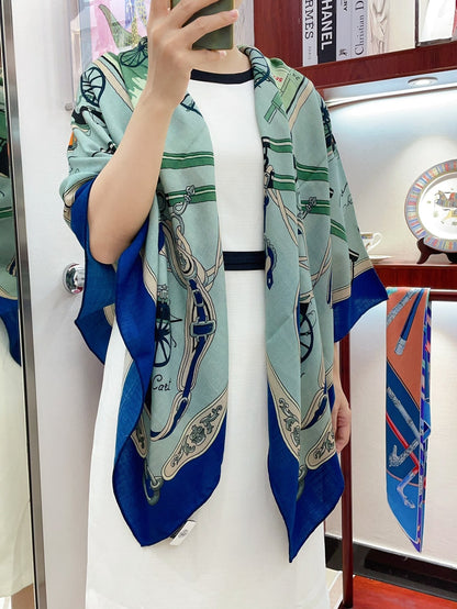 Palonniers Scarf 140 CM Jade Green Colorful Cashmere And Silk 401163