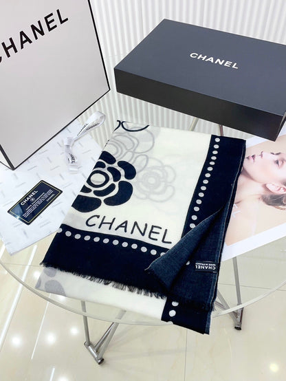 CC Scarf 190 CM In White Mix Black Cashmere  407268