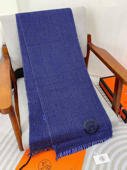 Scarf 200 CM Blue Thick Knit Fabric