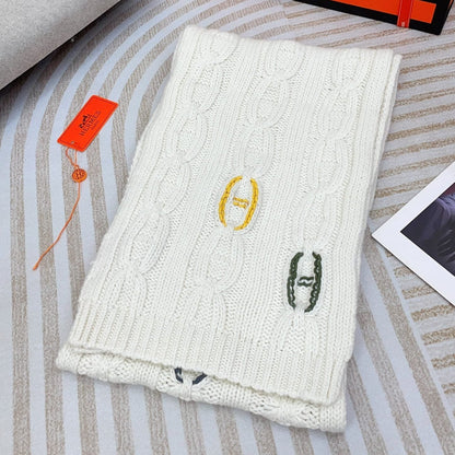 Scarf 170 CM White Cashmere Handwoven