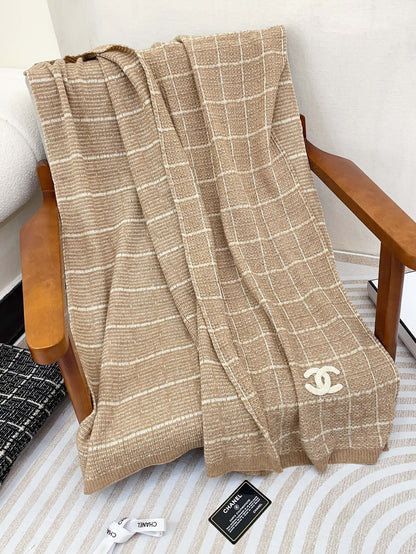 CC Scarf 180 CM In Light Brown With White Stripes Cashmere 415179