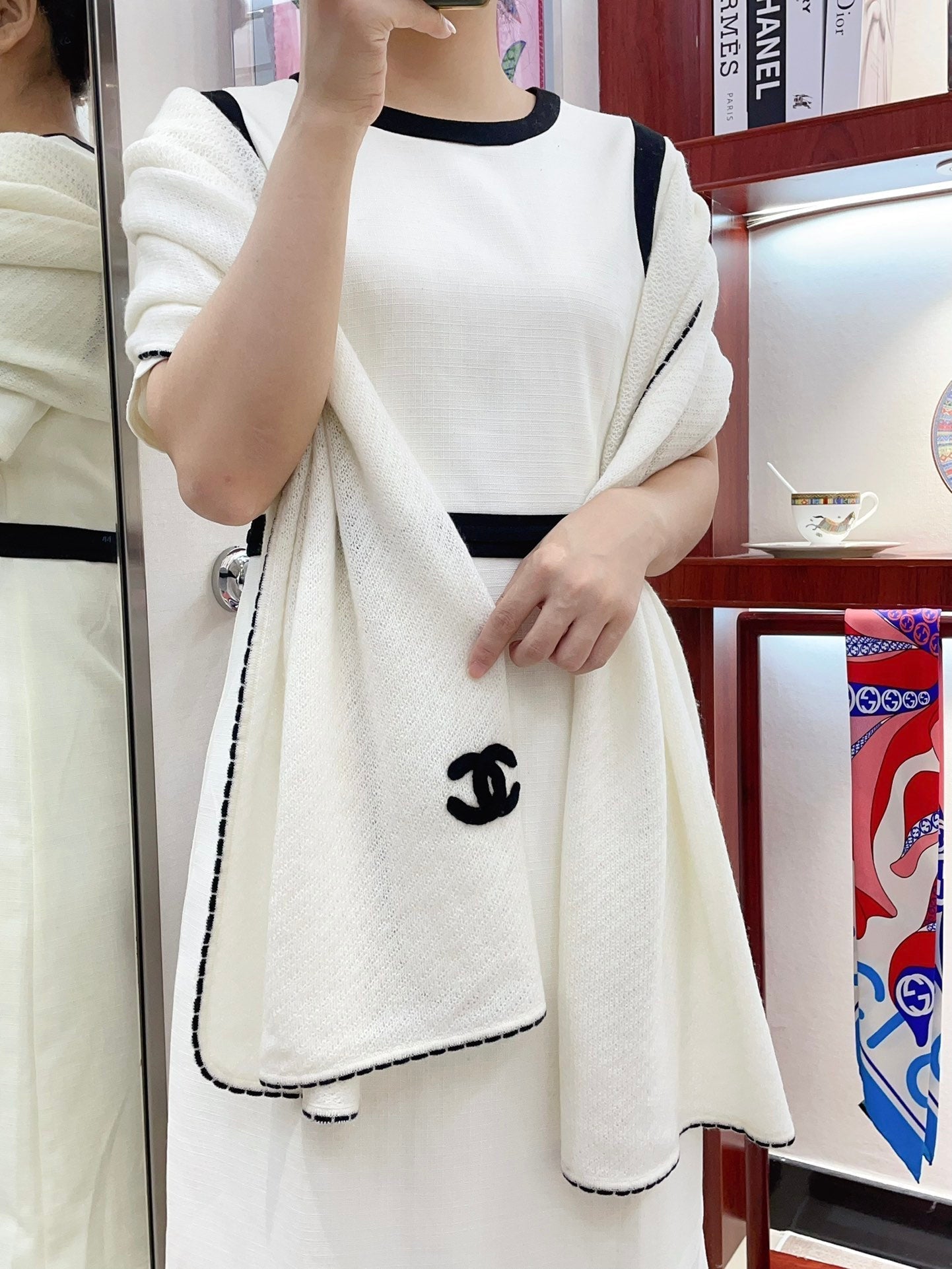 CC Scarf 190 CM In White Cashmere 419815