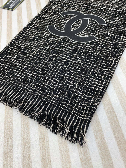 CC Scarf 190 CM In Black Mix White Cashmere 421407