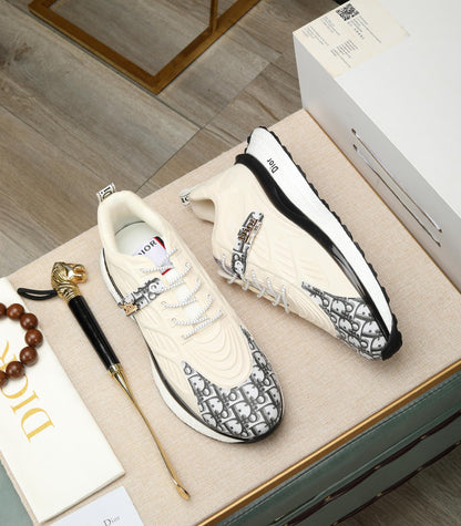 CD RUNNER SNEAKER CREAM AND BLACK CALFSKIN