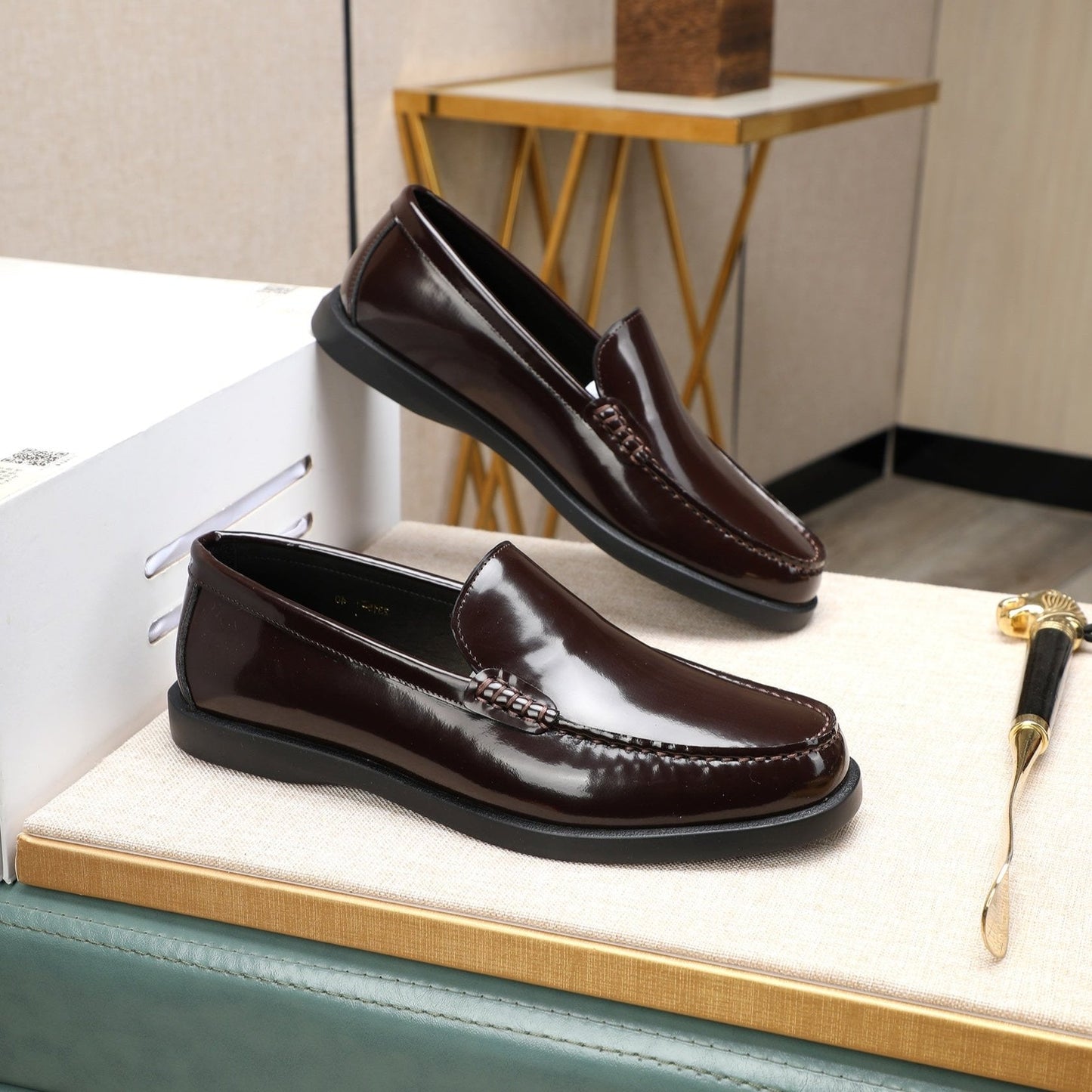 CD RETRO SEWED LOAFER WINE POLISHED CALFSKIN
