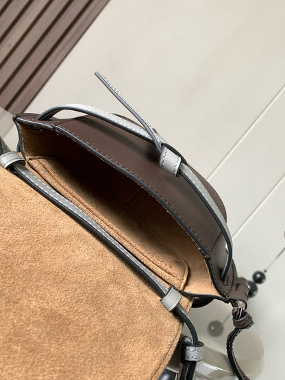 Loewe Saddle Bag 21 Gray Leather 280436