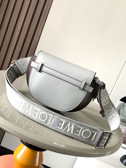 Loewe Saddle Bag 21 Gray Leather 280436