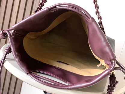 Loewe Flamenco Purse Tote Bag 38 Black Burgundy Lambskin 274698