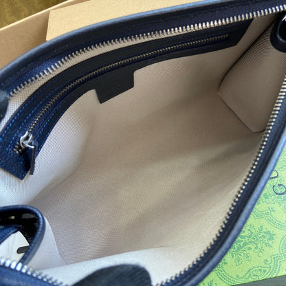 OPHIDIA GG POUCH 28 BLUE AND DARK BLUE CANVAS