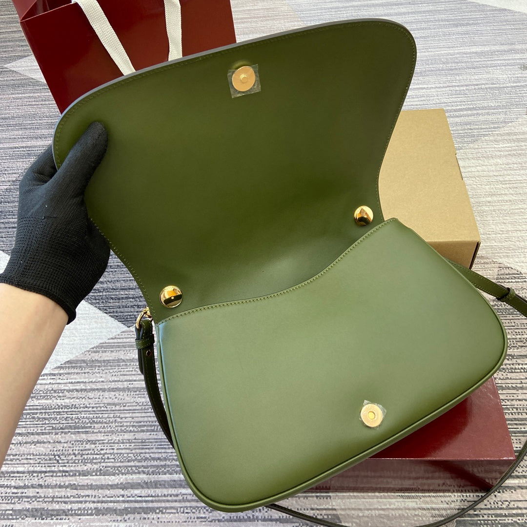 BLONDIE MEDIUM SHOULDER BAG 32 IN JUNIPER GREEN CALFSKIN AND SUEDE GOLD HARDWARE