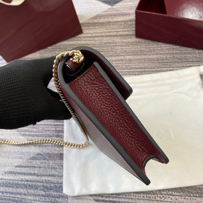 GG Dionysus Chain bag 20cm Anchora red Grained Leather 339612