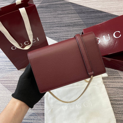 GG Dionysus Chain bag 20cm Anchora red Grained Leather 339612