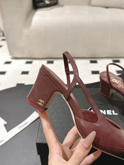 CC 25 Slingback Heel Red Embossed Leather 237496