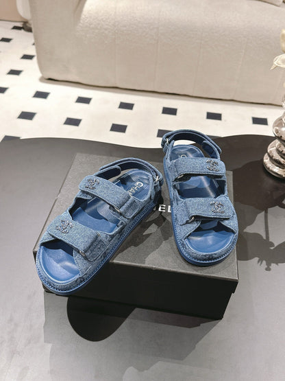 CC 25 Dad Deals Sandals Demin Blue Demin Fabric 237563