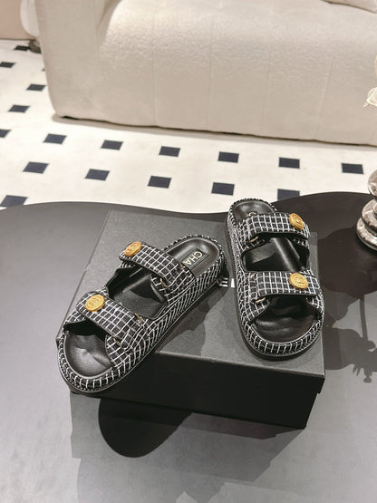 CC 25 Dad Sandal Mule Black mix White Fabric 237576
