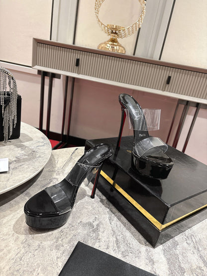 CL Just Nothing Alta 150mm Black Patent Calfskin