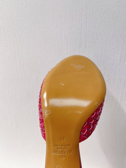 VT High Heeled Sandals Fuchsia Pink Sheepskin 292793