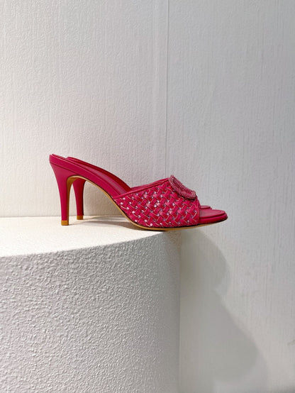 VT High Heeled Sandals Fuchsia Pink Sheepskin 292793