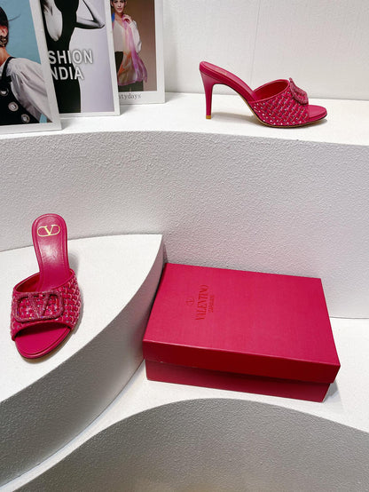 VT High Heeled Sandals Fuchsia Pink Sheepskin 292793