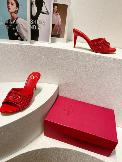 VT High Heeled Sandals Red  Sheepskin 292797