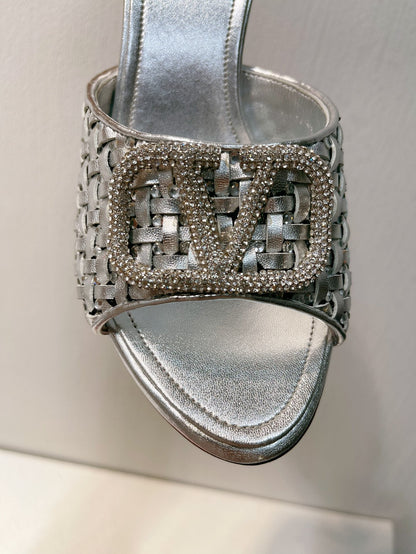 VT High Heeled Sandals Silver  Sheepskin 292798