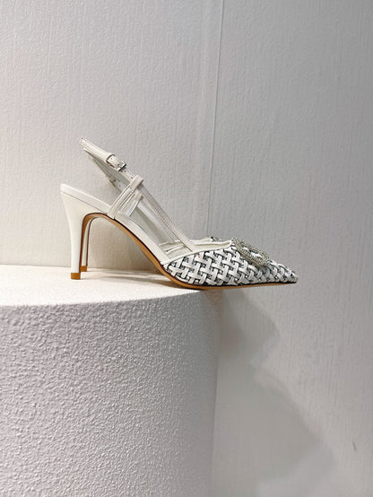 VT High Heeled Slingbacks White  Sheepskin 292800