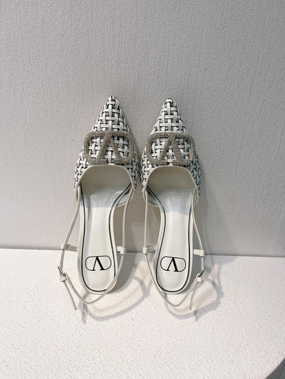 VT High Heeled Slingbacks White  Sheepskin 292800