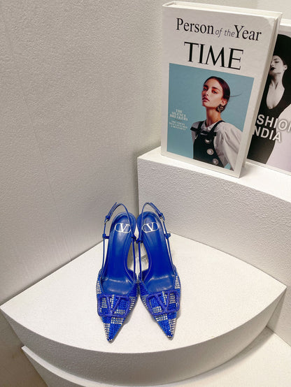 VT High Heeled Slingbacks  Blue Sheepskin 292817