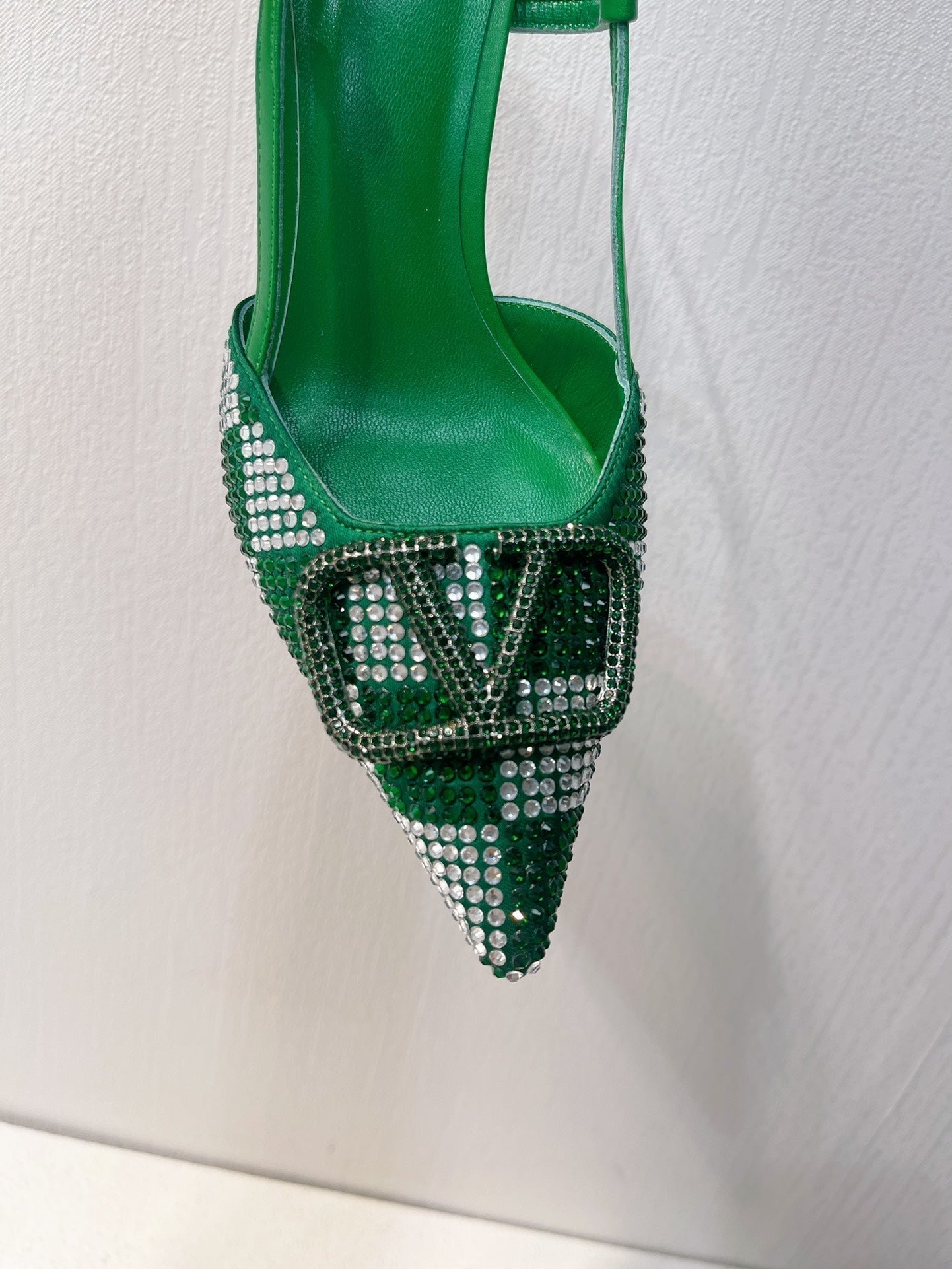 VT High Heeled Slingbacks Green Sheepskin 292818