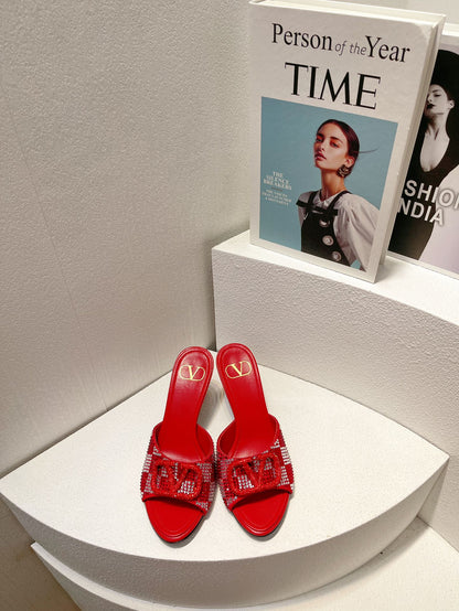 VT High Heeled Sandals Cherry Red  Sheepskin 292838