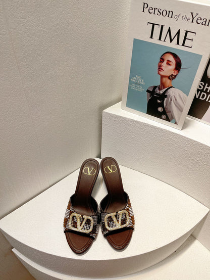 VT High Heeled Sandals Brown Sheepskin 292848