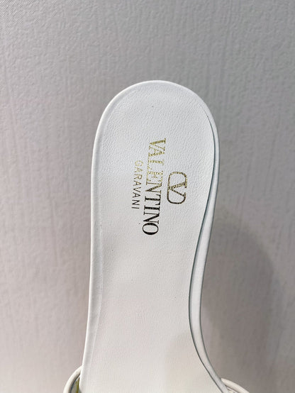 VT Moon Slides in Leather White Cowhide 292858