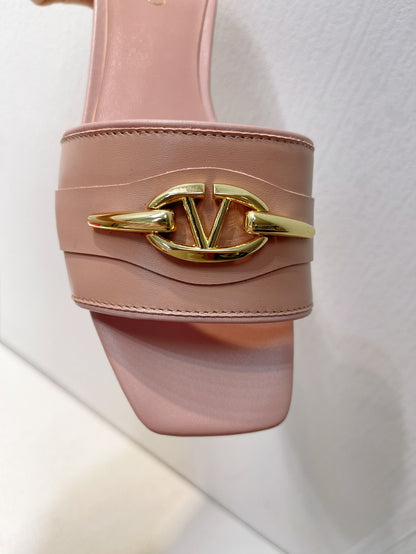 VT Moon Slides in Leather Pink Cowhide 292860