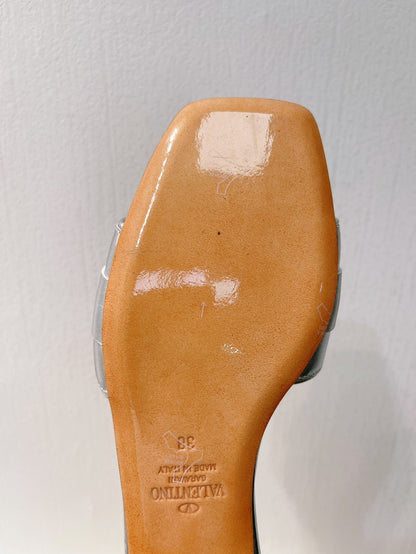 VT Moon Slides in Leather Silver Cowhide 292863