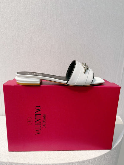 VT Moon Slides in Leather White Cowhide 292865