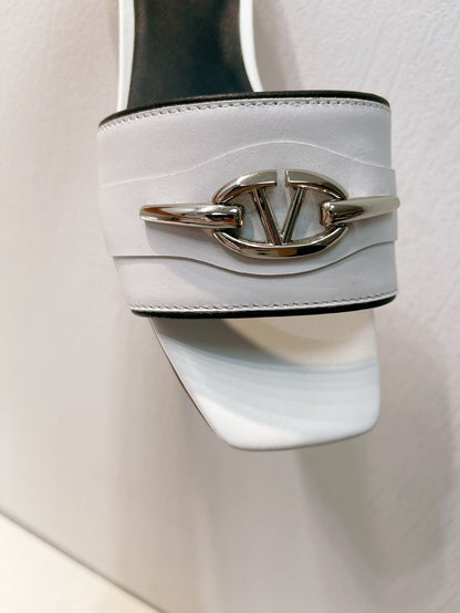VT Moon Slides in Leather White Cowhide 292865