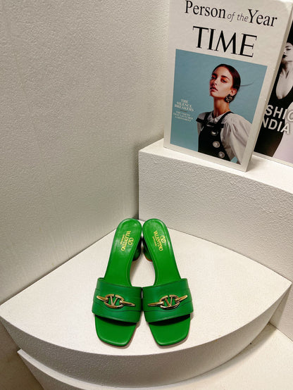VT Leather Mules Green Cowhide 292869