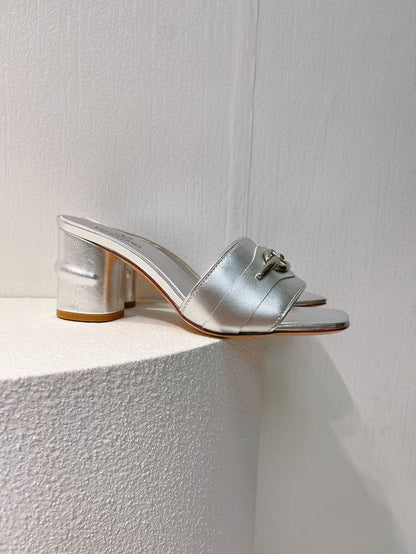 VT Leather Mules Silver Cowhide 292874