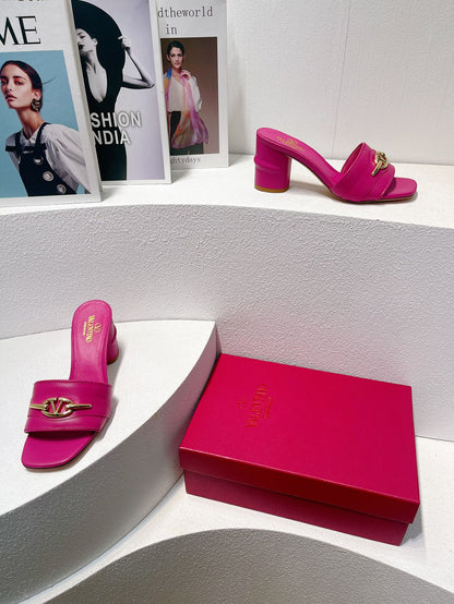 VT Leather Mules Pink Cowhide 292876
