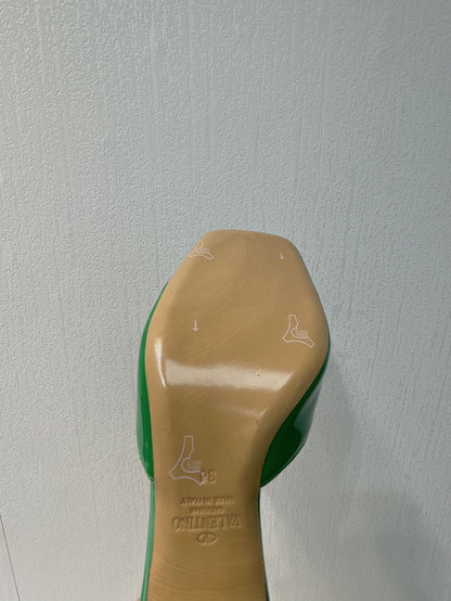 VT Mid Heel Mule Sandal Green Sheepskin 292760