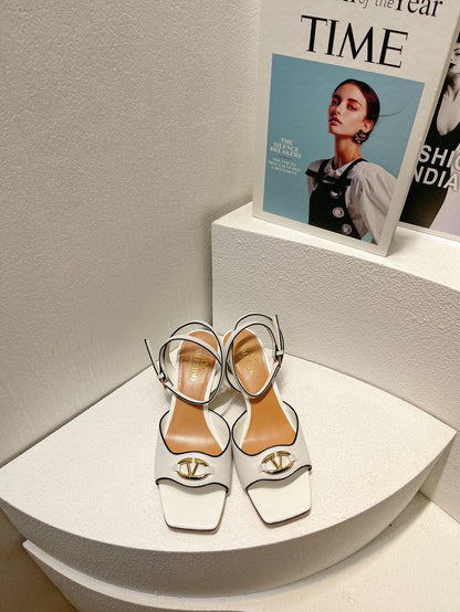 VT Sandals Heels 50mm White Cowhide 292768