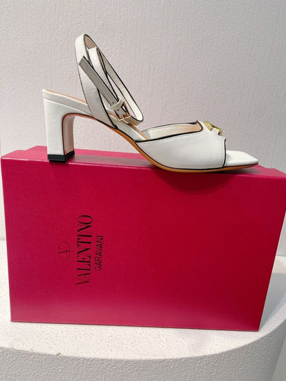 VT Sandals Heels 50mm White Cowhide 292768