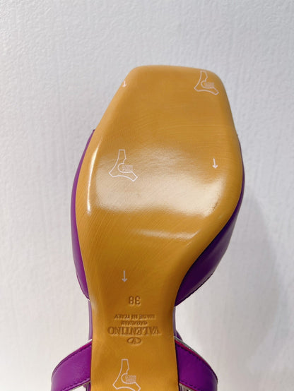 VT Sandals Heels 50mm Purple Cowhide 292771