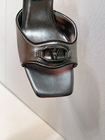 VT Sandals Heels 50mm Gray Cowhide 292776