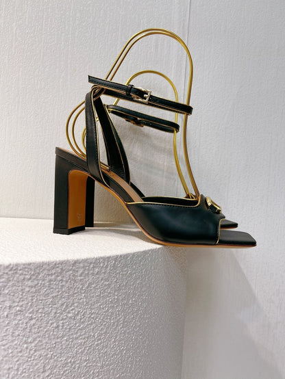 VT Sandals Heels  70mm Black Cowhide 292777