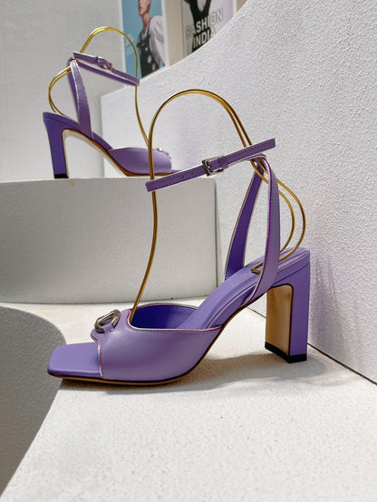 VT Sandals Heels  70mm Medium Purple Cowhide 292781